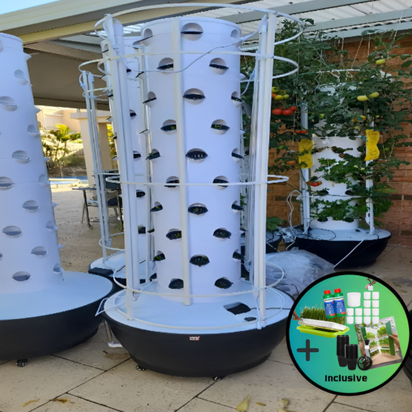 Future Gardens Hydroponics Tower 1 + lampes LED lumière du jour, 10 étages - 60 plantes