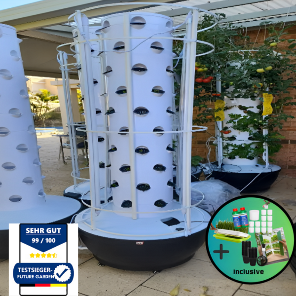 Future Gardens Hydroponics Tower 1 + lampes LED lumière du jour, 10 étages - 60 plantes
