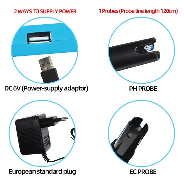 Hydroponik Testgerät 3-in-1: pH, EC und Temperaturmonitor Wasserqualität