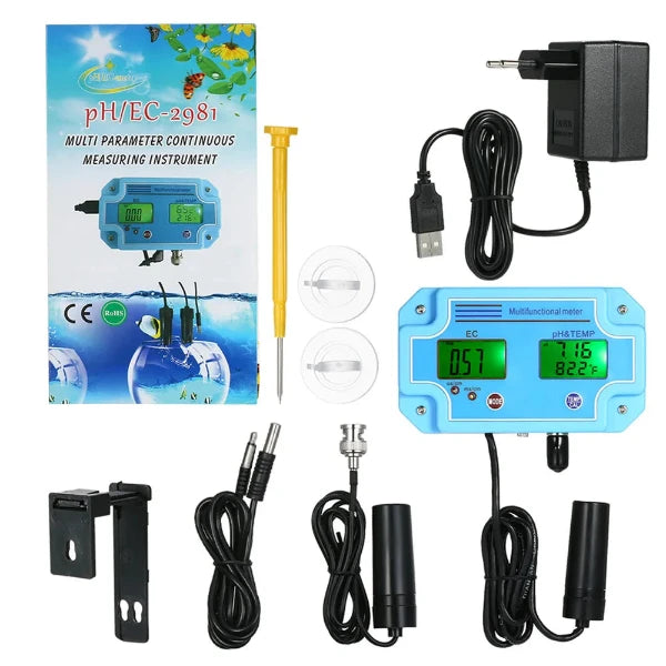 Hydroponik Testgerät 3-in-1: pH, EC und Temperaturmonitor Wasserqualität