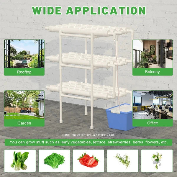 Hydroponics NFT pipe garden system for 108 plants from FutureGarden