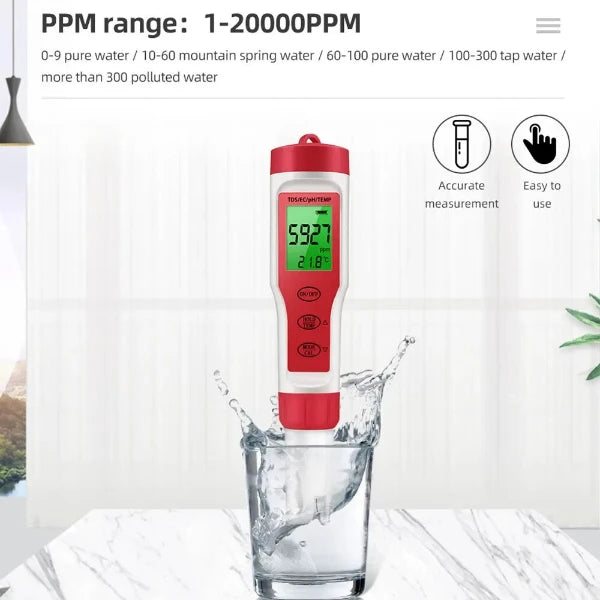 4 in 1 PH TDS EC Hydroponik Testgerät Digital Wasserqualitäts Monitor