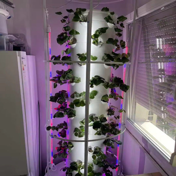 Future Gardens Hydroponics Tower 1 + lampes LED lumière du jour, 10 étages - 60 plantes