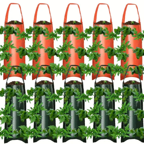 Ensemble de 10 sacs à plantes vert ou orange - une solution de jardin peu encombrante