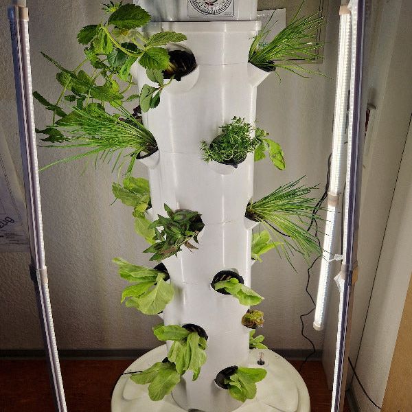 Future Garden - Hydroponik Tower 2 mit Tageslicht LED  mit 6 Etagen - 24 Pflanzen ,  CE Zertifiziert + zugelassenes lebensmitteltaugliches PP Material