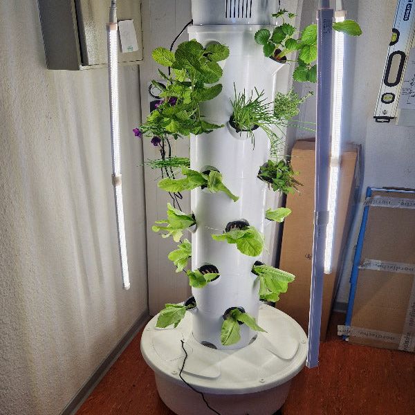 Future Garden - Hydroponik Tower 2 mit Tageslicht LED  mit 6 Etagen - 24 Pflanzen ,  CE Zertifiziert + zugelassenes lebensmitteltaugliches PP Material