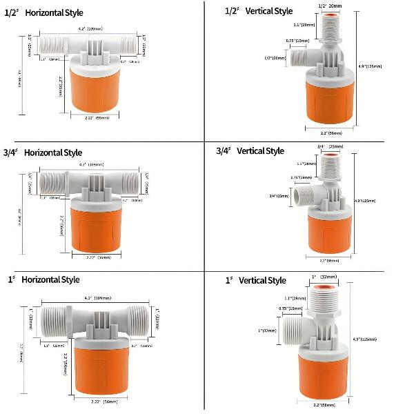 1/2" 3/4" 1" Schwimmerventil zur Wasserstandsregelung Automatisches Befüllen