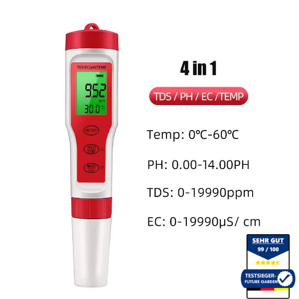 4 in 1 PH TDS EC Hydroponik Testgerät Digital Wasserqualitäts Monitor