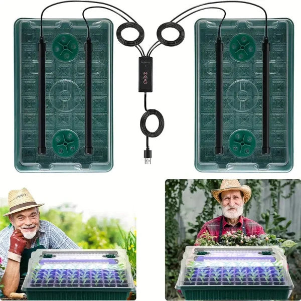 Future Garden - Gewächshaus-Sämlingsstarter-Kit 80 Pflanzen 2Stck mit 4 LED Pflanzlampen