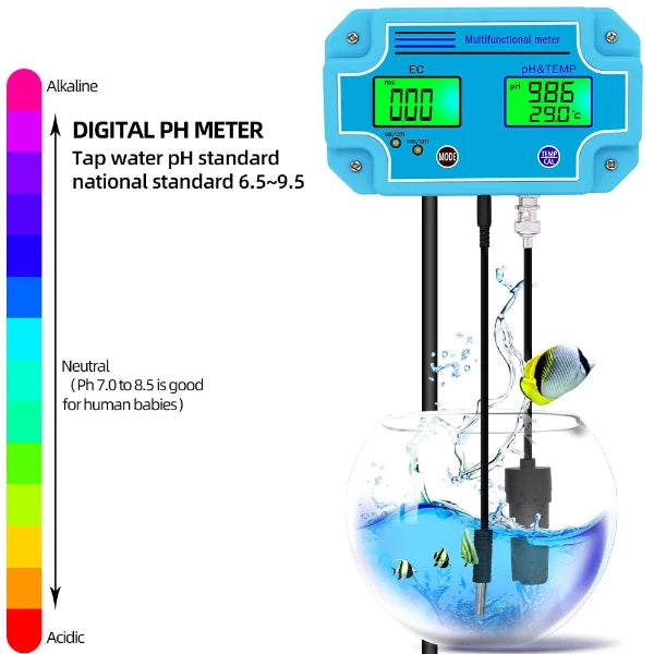 Hydroponik Testgerät 3-in-1: pH, EC und Temperaturmonitor Wasserqualität