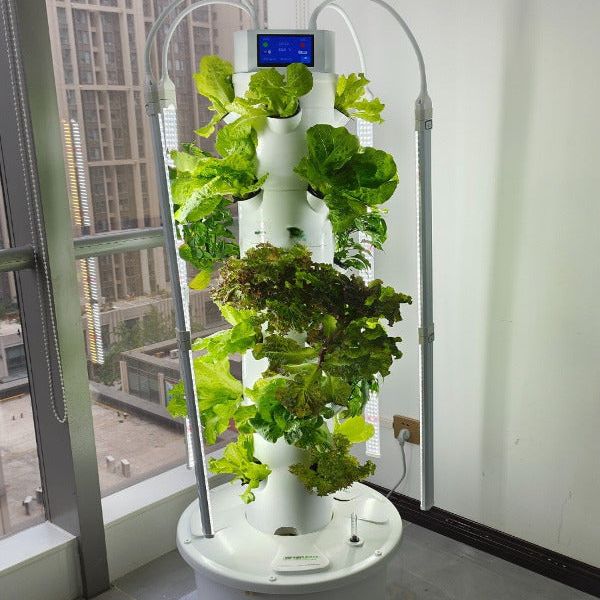 Future Garden - Hydroponik Tower 5 mit Tageslicht LED  und Wifi /Wlan Touch Screen ,  CE Zertifiziert + zugelassenes lebensmitteltaugliches PP Material