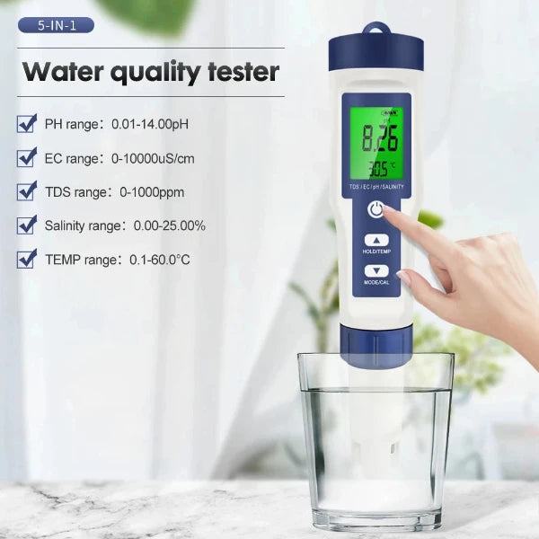 Future Garden AN 5 In 1 Digital PH TDS EC Salinität Wasser Tester Hydroponik Aeroponik