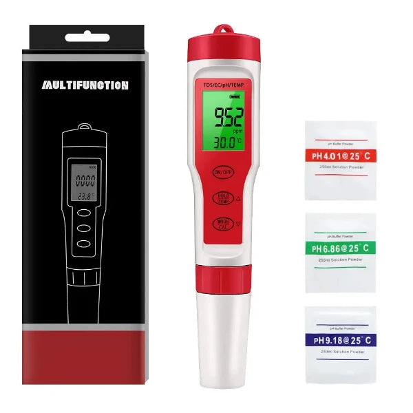 4 in 1 PH TDS EC Hydroponik Testgerät Digital Wasserqualitäts Monitor