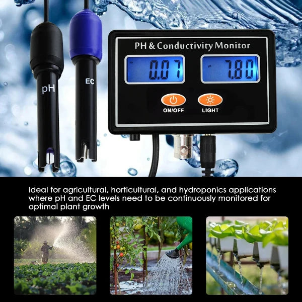 Hydroponik Testgerät Ph Meter EC Monitor Wasser Test ATC Quality Real-Time