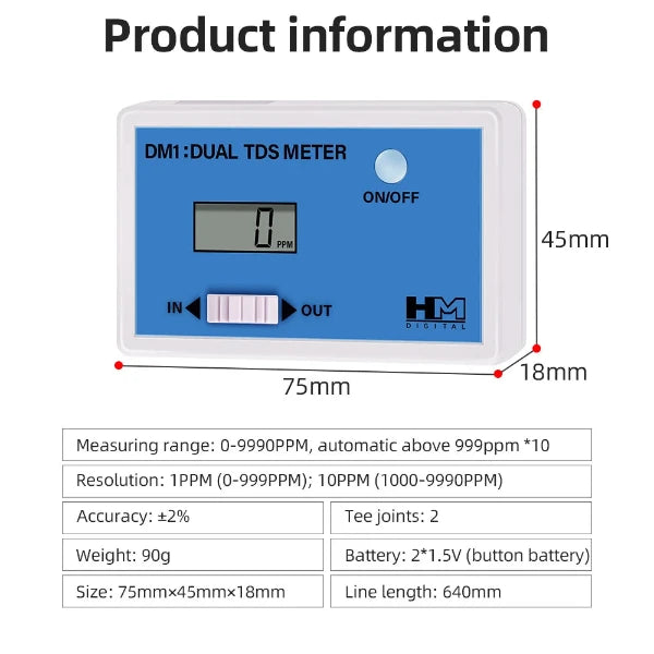 Future Garden DM1/DM2 Online TDS/EC Wasser Qualität Messgerät Dual TDS/EC Meter Dual Probe Hydroponik