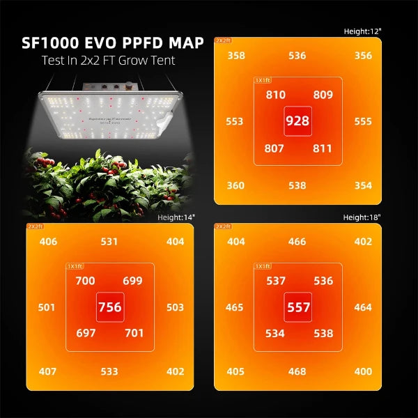 Future Garden Profi GROW Spider Farmer SF1000 LED-Wachstumslicht + 70 x 70 x 160 cm großes Wachstumszelt-Set – perfektes Set für Indoor-Gärten und Hydroponik