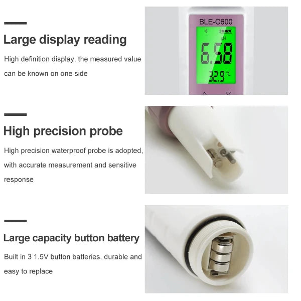 Future Garden -Neuester Bluetooth 7 in 1 Wasser Qualität Messer PH/EC/TDS/ORP/SALT/S.G/TEMP Online Monitor APP