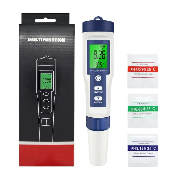 Future Garden AN 5 In 1 Digital PH TDS EC Salinität Wasser Tester Hydroponik Aeroponik