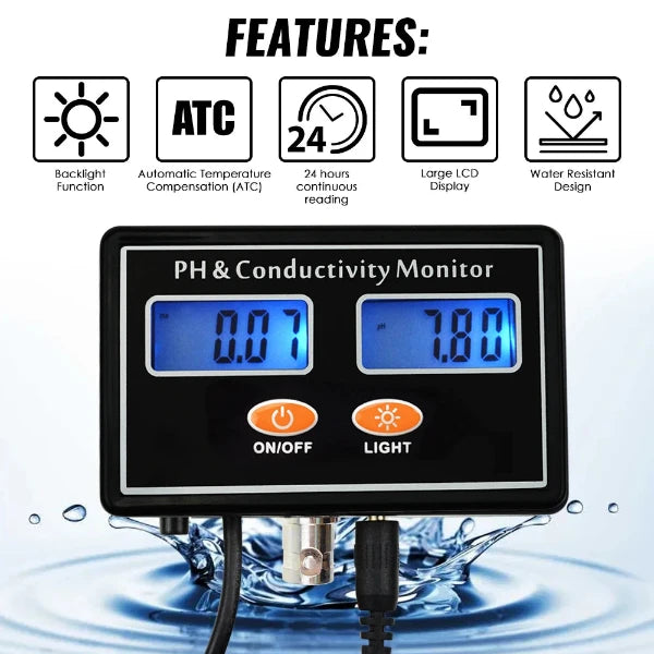 Hydroponik Testgerät Ph Meter EC Monitor Wasser Test ATC Quality Real-Time